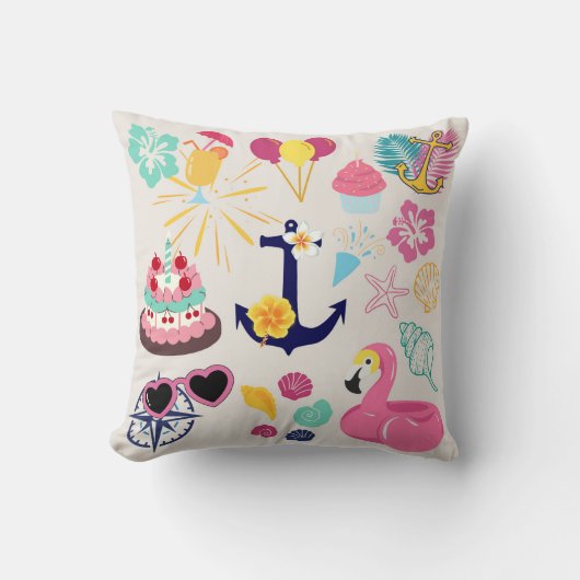 Cute Nautical Birthday クッション (正面)