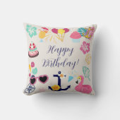 Cute Nautical Birthday クッション (正面)