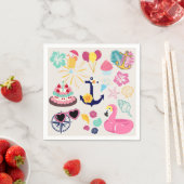 Cute Nautical Birthday スタンダードカクテルナプキン (インサイチュ)