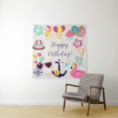  Cute Nautical Birthday タペストリー (インサイチュ)