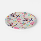 Cute Nautical Birthday ペーパープレート (アングル)