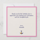   Cute Nautical Birthday Thank You Card サンキューカード (裏面)
