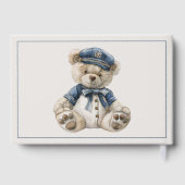 Cute Nautical Blue Baby Bear Baby Shower ゲストブック (裏面)