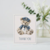 Cute Nautical Blue Baby Bear Baby Shower サンキューカード (スタンド正面)