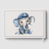 Cute Nautical Blue Baby Elephant Baby Shower ゲストブック (裏面)