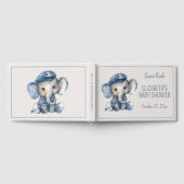 Cute Nautical Blue Baby Elephant Baby Shower ゲストブック (全面)