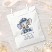 Cute Nautical Blue Baby Elephant Baby Shower