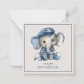 Cute Nautical Blue Baby Elephant Personalized ノートカード (正面)