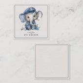 Cute Nautical Blue Baby Elephant Personalized ノートカード (正面/裏面)