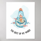 Cute Nautical Blue Whale Nursery/Bathroom Wall Art ポスター (正面)