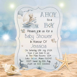 Cute Nautical Boy Baby Shower Invitation 招待状