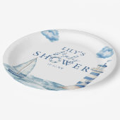 Cute Nautical Ocean Baby Shower ペーパープレート (アングル)