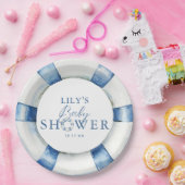 Cute Nautical Ocean Lifebuoy Baby Shower ペーパープレート (パーティー)