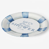 Cute Nautical Ocean Lifebuoy Baby Shower ペーパープレート (アングル)