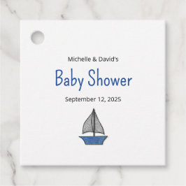 Cute Nautical Sailboat Baby Boy Couples Shower フェイバータグ