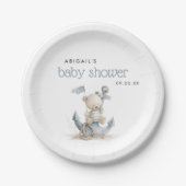 Cute Nautical Teddy Bear Baby Shower ペーパープレート (正面)