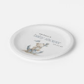 Cute Nautical Teddy Bear Baby Shower ペーパープレート (アングル)