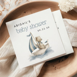Cute Nautical Teddy Bear Boys Baby Shower スタンダードカクテルナプキン