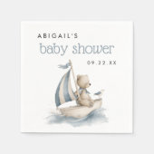 Cute Nautical Teddy Bear Boys Baby Shower スタンダードカクテルナプキン (正面)