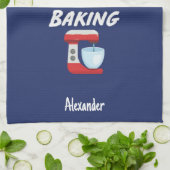 Cute Navy Blue Baking Gift For Kids Little Boy キッチンタオル (折り畳み)