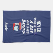 Cute Navy Blue Baking Gift For Kids Little Boy キッチンタオル (横)