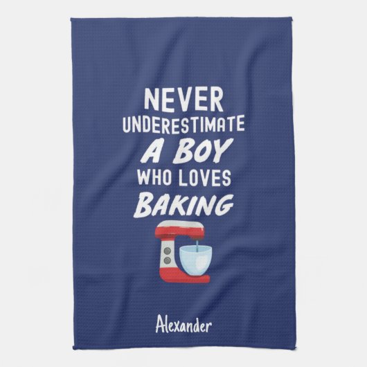 Cute Navy Blue Baking Gift For Kids Little Boy キッチンタオル (縦)