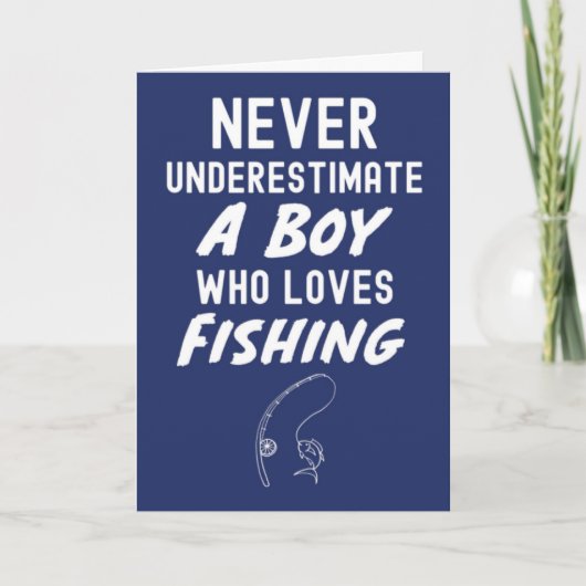 Cute Navy Blue Fishing Cards For Baby Boys Kids カード (正面)