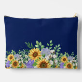 Cute Navy Blue Watercolor Wildflowers Cosmetic Bag アクセサリーポーチ (裏面)