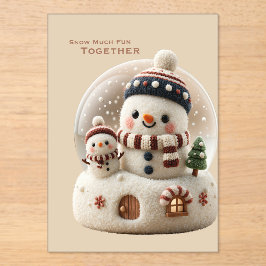 Cute Needle Felted Snowman Snowglobe アクリル招待状