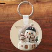 Cute Needle Felted Snowman Snowglobe キーホルダー (正面)