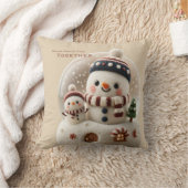 Cute Needle Felted Snowman Snowglobe クッション (ブランケット)