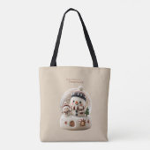 Cute Needle Felted Snowman Snowglobe トートバッグ (裏面)