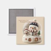 Cute Needle Felted Snowman Snowglobe マグネット (正面/裏面)