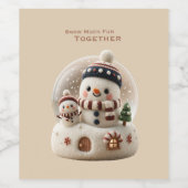 Cute Needle Felted Snowman Snowglobe ワインラベル (シングルラベル)