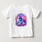 Cute Neon Baby Sea Turtle Illustration T-Shirt ベビーTシャツ (正面)