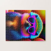cute neon glasses hedgehog animal sunglasses funny ジグソーパズル (横)