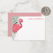 Cute Neon Pink Flamingo Tropical Palm Leaf  ノートカード (正面/裏面インサイチュ)