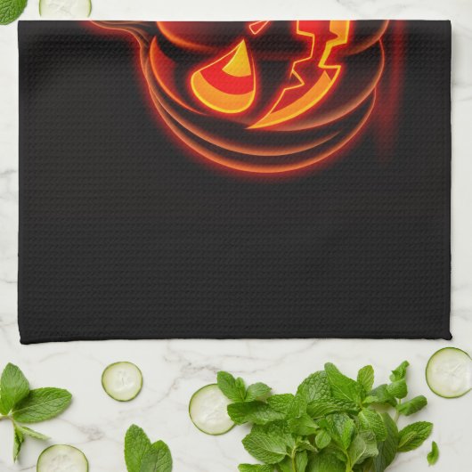 Cute Neon Pumpkin Halloween Kitchen Towel キッチンタオル (折り畳み)