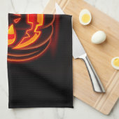 Cute Neon Pumpkin Halloween Kitchen Towel キッチンタオル (四つ折り)