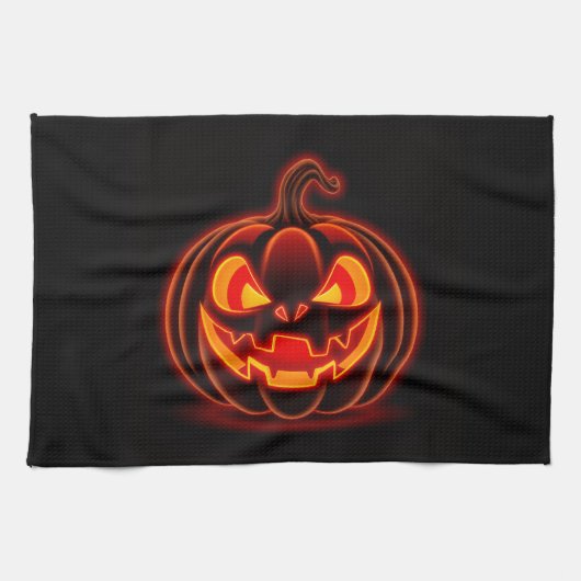 Cute Neon Pumpkin Halloween Kitchen Towel キッチンタオル (横)