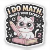 Cute Nerdy Cat with Glasses – Funny Math Teacher シール (正面)