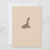 Cute Neutral Birth Announcement Giraffe Card 招待状 (正面)