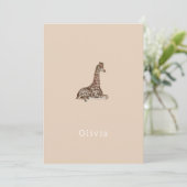 Cute Neutral Birth Announcement Giraffe Card 招待状 (スタンド正面)