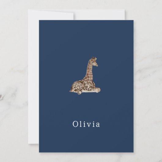 Cute Neutral Birth Announcement Giraffe Card 招待状 (正面)