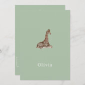 Cute Neutral Birth Announcement Giraffe Card 招待状 (正面/裏面)