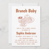 Cute Neutral Coffee & Pancakes Brunch Baby Shower 招待状 (正面)