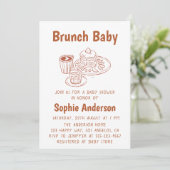 Cute Neutral Coffee & Pancakes Brunch Baby Shower 招待状 (スタンド正面)