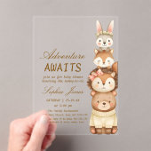 Cute Neutral Forest Animals Baby Shower Invitation アクリル招待状 (インサイチュ (ポータブル))