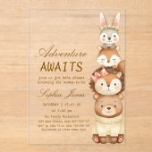 Cute Neutral Forest Animals Baby Shower Invitation アクリル招待状 (正面)
