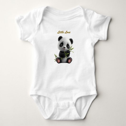 Cute Neutral Panda Newborn Baby Bodysuit ベビーボディスーツ (正面)